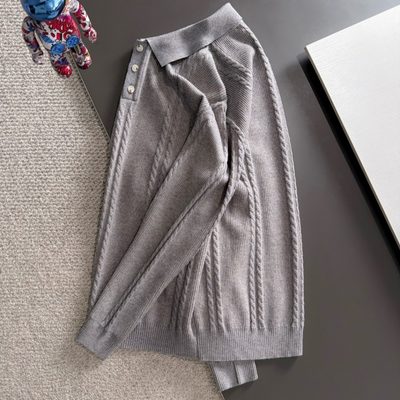 Burberry long-sleeve cable-knit polo sweater — 7