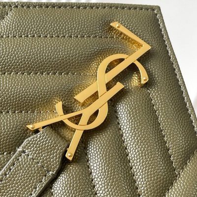Saint Laurent grey grain de poudre textured leather envelope chain bag — 6