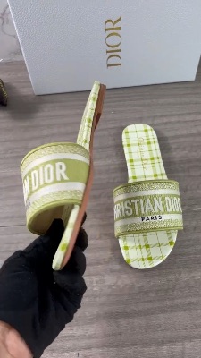 Dior Dway Slide Lime Pop Mizza Embroidered Cotton sandals — 5
