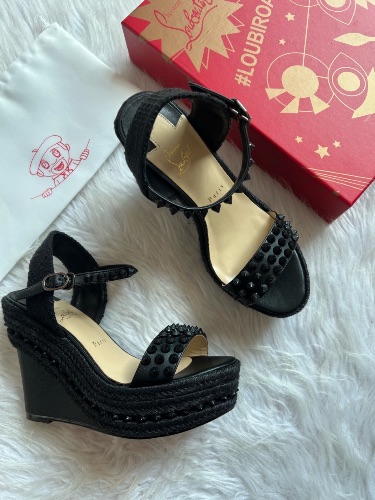 Christian Louboutin Madmonica 120 spiked espadrille wedge sandals