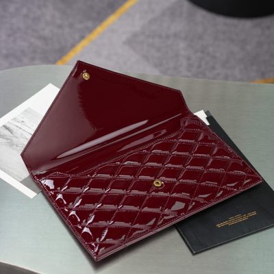 Saint Laurent Paris Matelassé Patent-Leather Clutch — 9