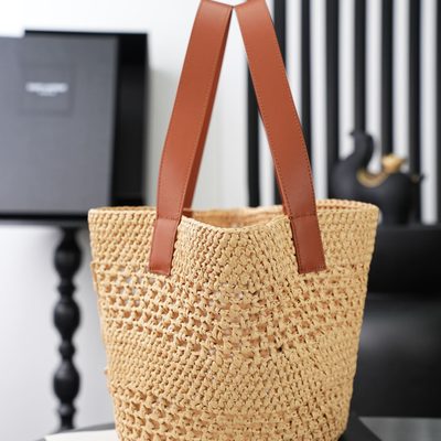 Saint Laurent Panier Small Raffia Bucket Bag — 7