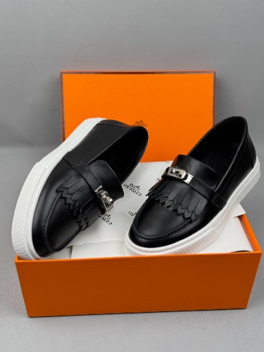 HERMÈS Calfskin Game Slip-On Fringe Sneakers