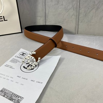 Chanel vintage brown leather belt featuring signature gold CC hardware — 6