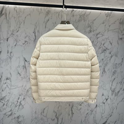 Moncler ivory-colored Moncler down-filled snap-front shirt jacket with dual chest flap pockets — 3