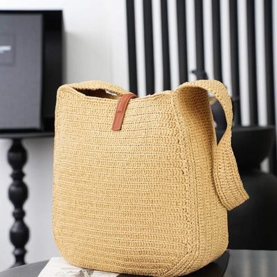 Saint Laurent Le 5 à 7 Raffia Shoulder Bag — 6