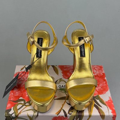 Dolce & Gabbana Keira ankle strap platform heels in gold — 3