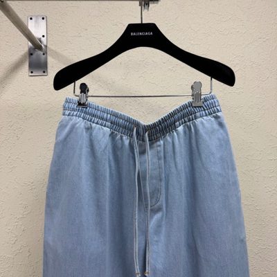 Loewe Paula's Ibiza Wide-Leg Drawstring Jeans in washed blue denim — 3