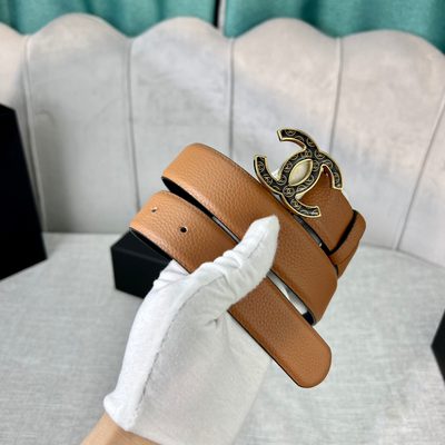 Chanel belt features a silver CC buckle — 9
