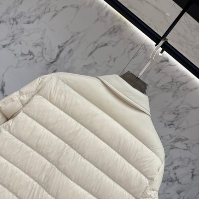 Moncler ivory-colored Moncler down-filled snap-front shirt jacket with dual chest flap pockets — 9