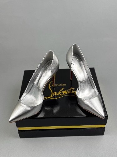 Christian Louboutin Miss Z 100 silver metallic leather pumps — 4