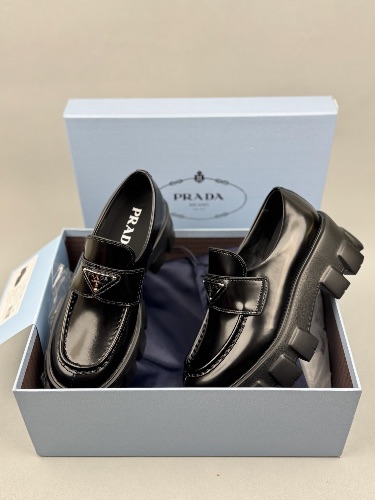 Prada Monolith brushed leather loafers