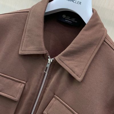 Loro Piana black zip-through overshirt and matching drawstring trousers set — 3