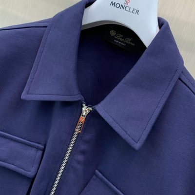 Loro Piana black zip-through overshirt and matching drawstring trousers set — 3