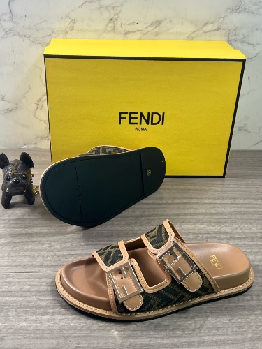 Fendi Feel sandals in a brown FF jacquard fabric