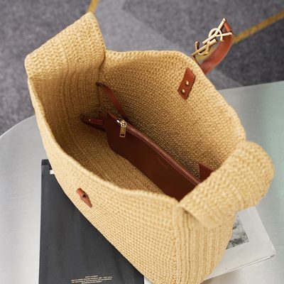 Saint Laurent Le 5 à 7 Raffia Shoulder Bag — 12