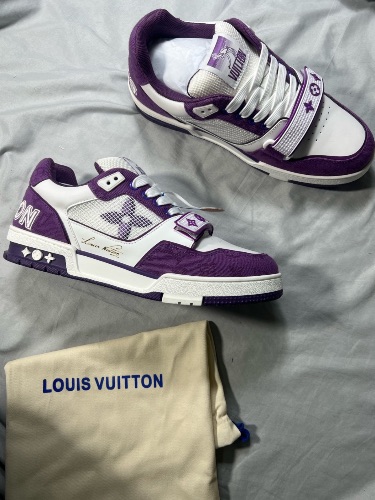 Louis Vuitton LV Trainer Monogram Strap sneakers in white and violet
