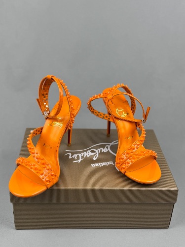 Christian Louboutin orange Mafaldina Spikes 100 sandals — 4