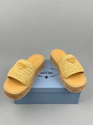 Prada Natural Crochet Platform Slides — 4
