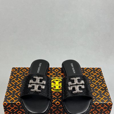 Tory Burch Everly Crystal Logo slide sandals — 3