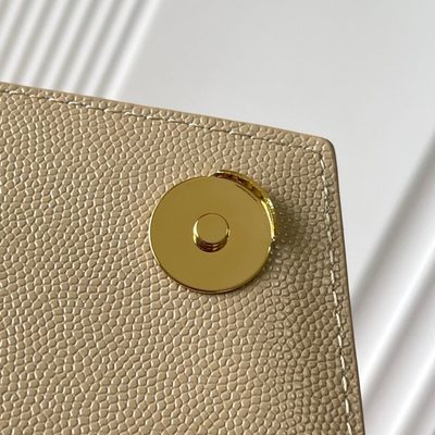 Saint Laurent grey grain de poudre textured leather envelope chain bag — 7