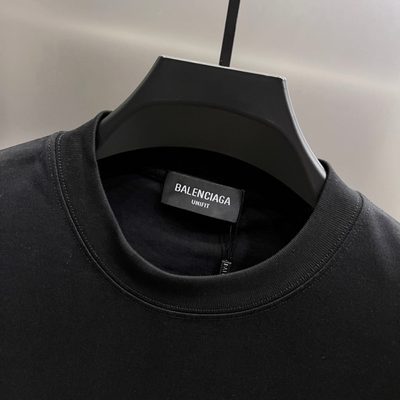 Balenciaga Black Cotton Oversized Tape Logo T-Shirt — 3