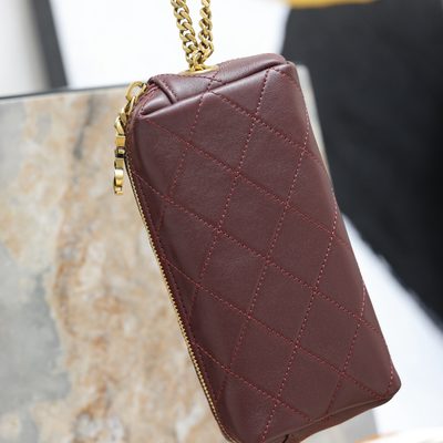 Saint Laurent Cassandre Bijou quilted textured-leather pouch — 7