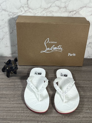 Christian Louboutin Super Loubi white rubber studded flip flops — 3