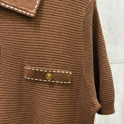 Versace men's knitted short-sleeve polo shirt — 5