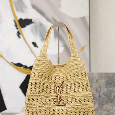 Saint Laurent Icare Medium Raffia Tote — 9