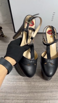 Gucci Angel leather platform T-bar pumps — 5