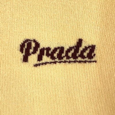 Prada Yellow Recycled Silk-Blend Logo Sweater — 6