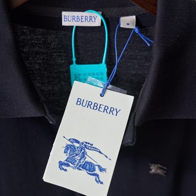 Burberry Navy Cotton Polo Shirt — 4