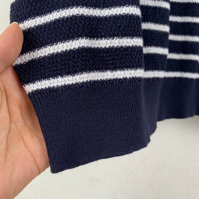 Ralph Lauren navy and white striped cotton-linen polo — 8