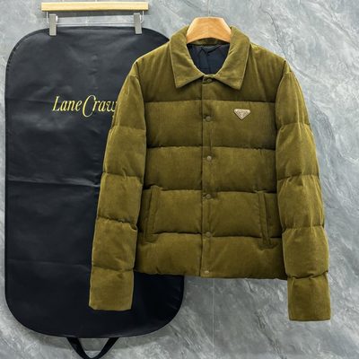 Prada Cotton Corduroy Down Puffer Jacket