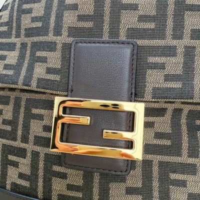 Fendi Brown FF Jacquard Fabric Backpack (T) — 4
