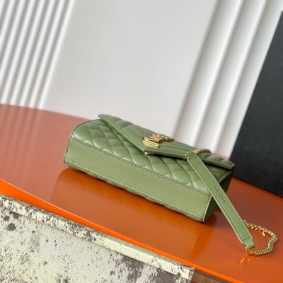 Saint Laurent grey grain de poudre textured leather envelope chain bag — 4