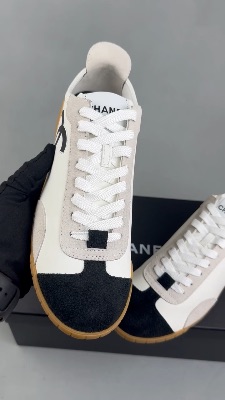 Chanel Calfskin & Embossed Suede Calfskin  White & Black — 5