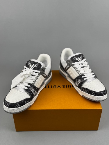 Louis Vuitton LV Trainer sneakers in a white and black monogram denim colorway — 4