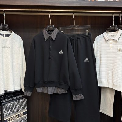 Balenciaga black long-sleeve polo-collar sweatshirt and relaxed-fit trousers — 5