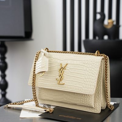 Saint Laurent Sunset Medium in Crocodile-Embossed Leather — 3