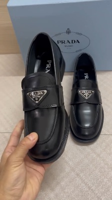 Prada Brushed Leather Loafers — 5