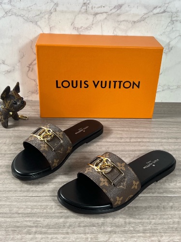 Louis Vuitton Lock It Flat Mules in brown monogram — 3