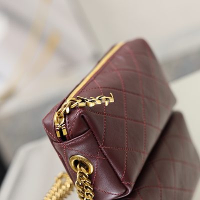 Saint Laurent Cassandre Bijou quilted textured-leather pouch — 6