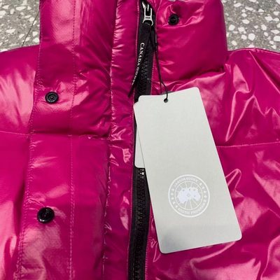 Canada Goose hot pink, quilted, cropped puffer jacket — 9