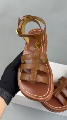 CELINE CLEA TRIOMPHE SANDAL IN CALFSKIN - VEGETAL TANNING — 5