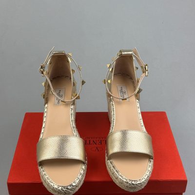 Valentino Garavani Rockstud metallic leather espadrille sandals — 3