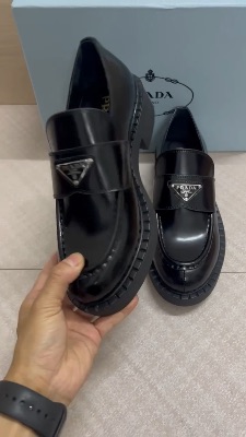 Prada Chocolate loafers in black brushed leather — 5