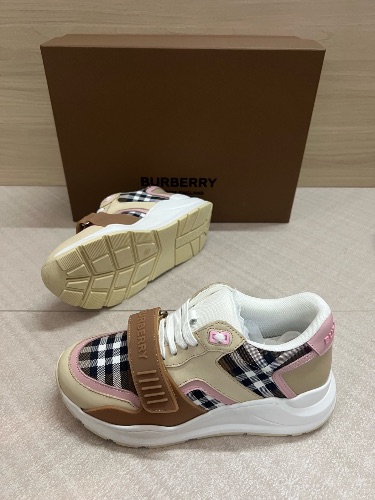 Burberry Check Cotton and Leather Sneakers