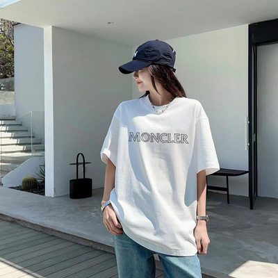 Moncler logo-printed white cotton crew neck t-shirt — 9